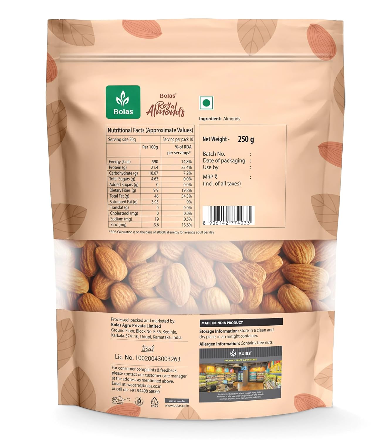 Bolas Royal California Almonds 250g - Image 3