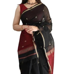 Banarasi Silk Saree with Zari Border and Unstitched Blouse Piece